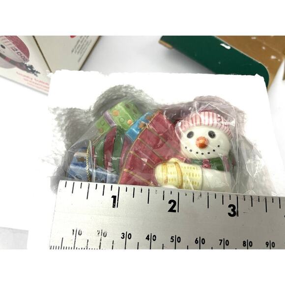 Fitz and Floyd 2002 Frosty Folks Snowman Christmas Ornament w/ Box Lot of 4 - Picture 6 of 6